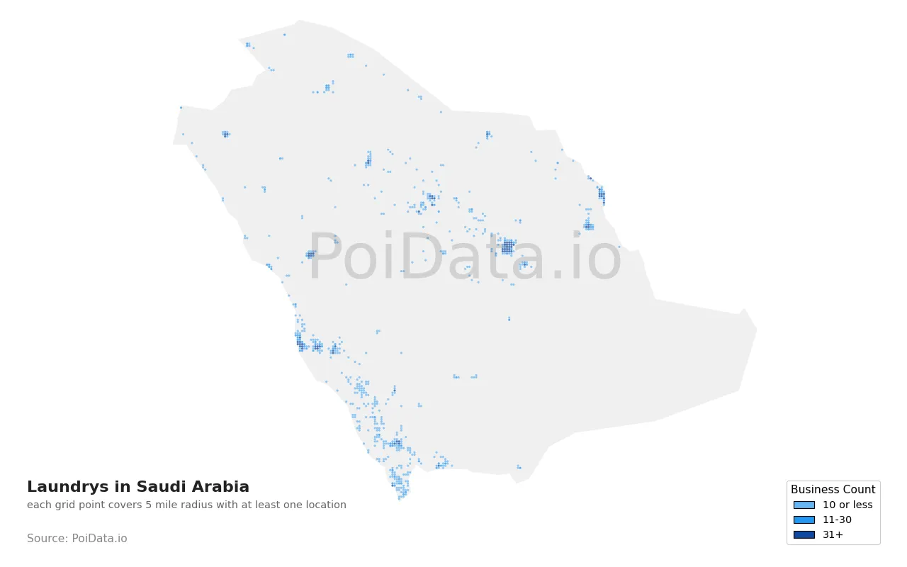 Laundry density map for Saudi Arabia