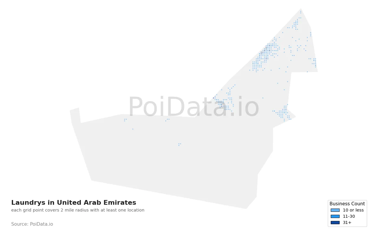 Laundry density map for United Arab Emirates