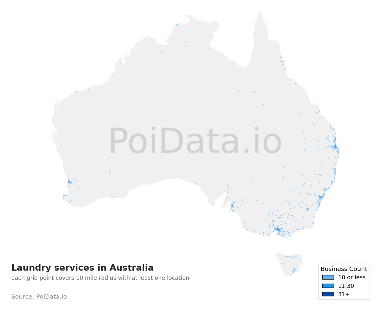 Laundry service density map for Queensland, Australia