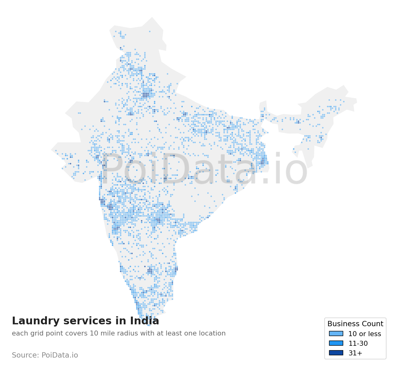 Laundry service density map for India