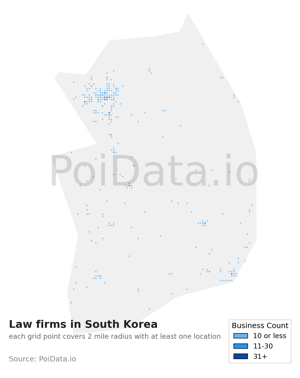 Law firm density map for South Korea