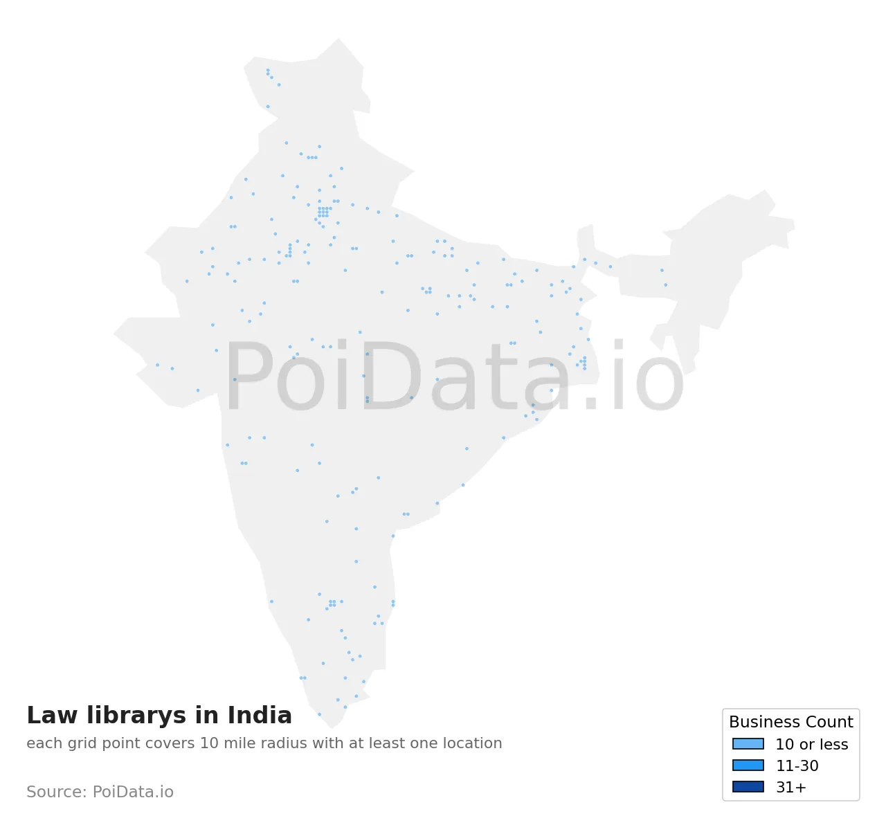 Law library density map for India