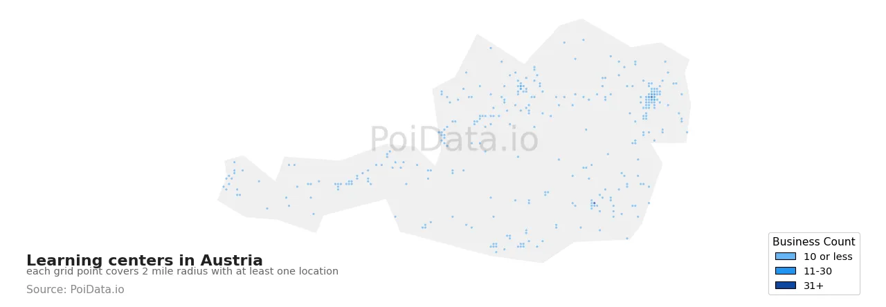 Learning center density map for Austria