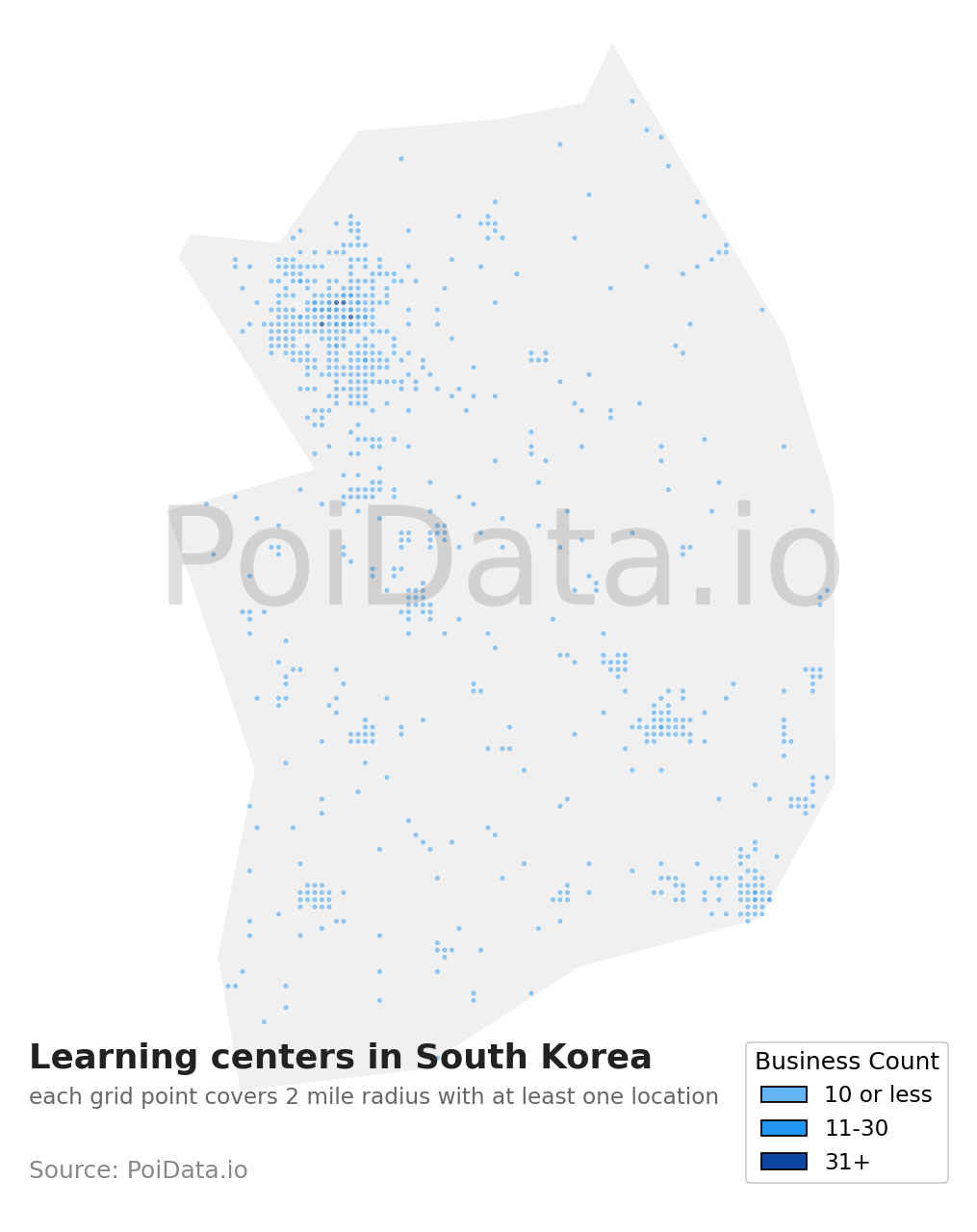Learning center density map for South Korea