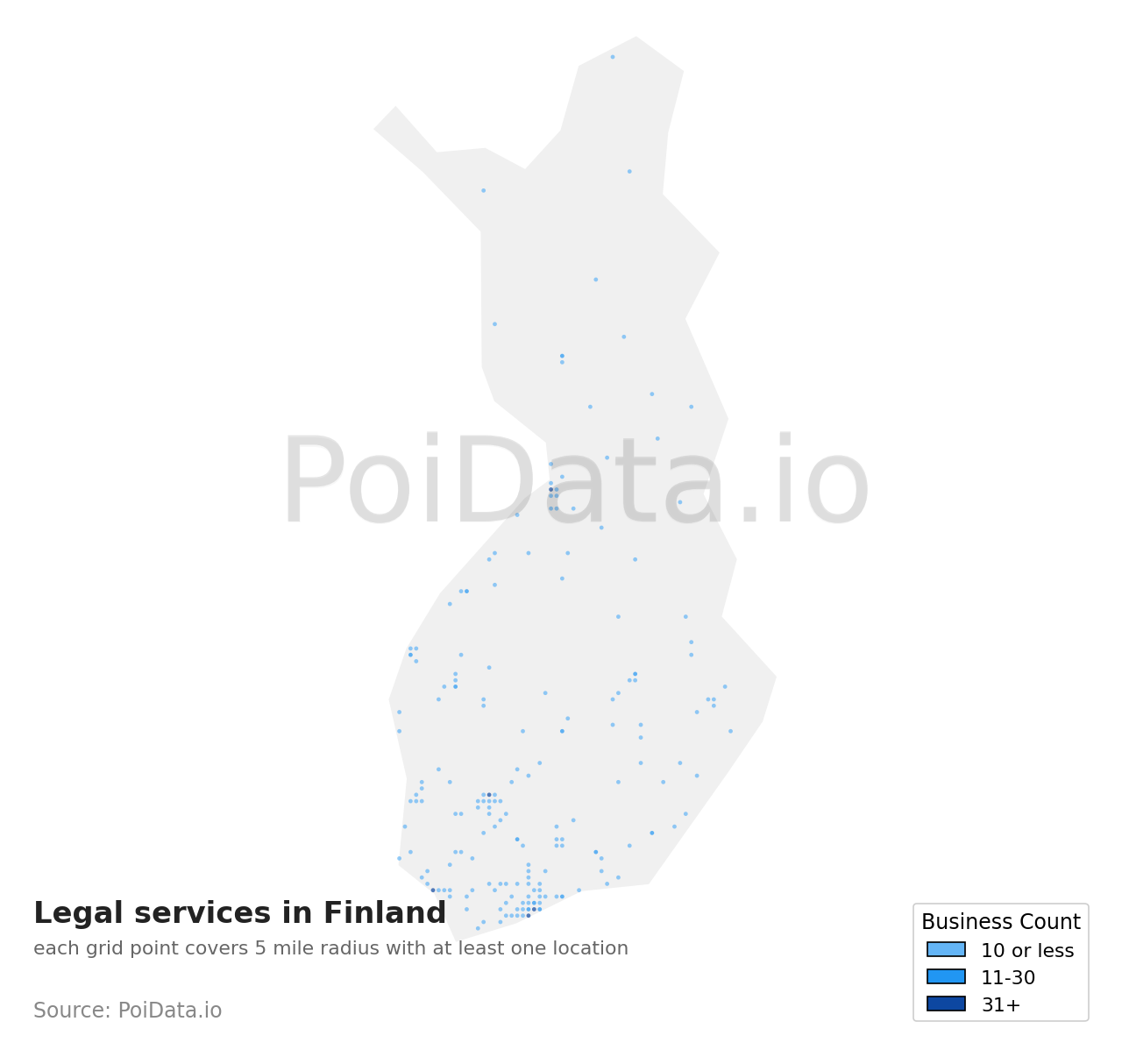 Legal services density map for Finland