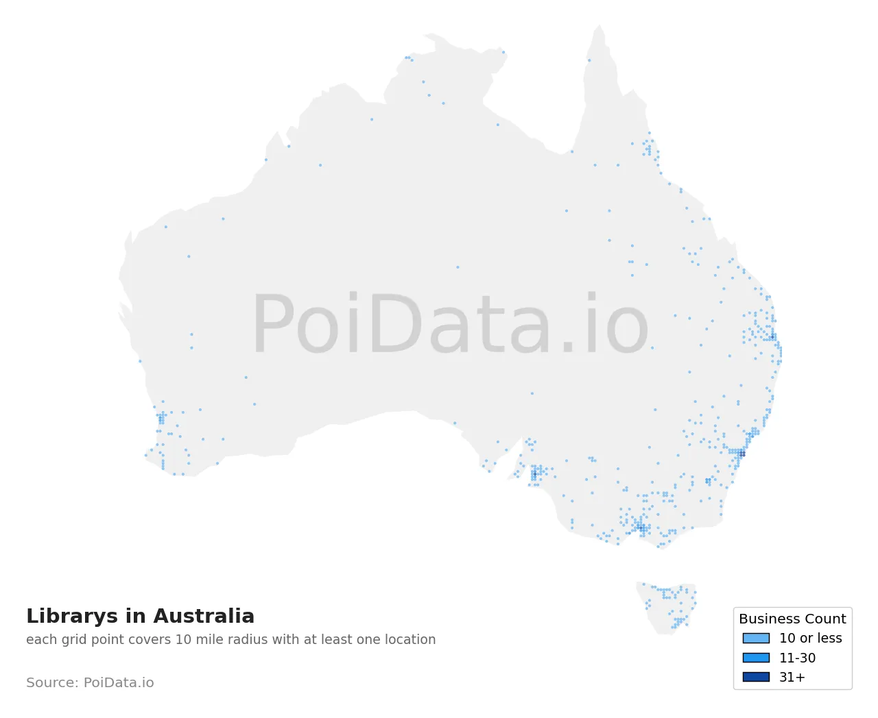 Library density map for Australia