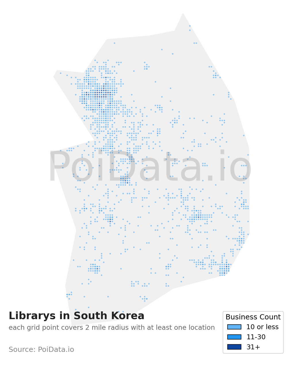 Library density map for South Korea