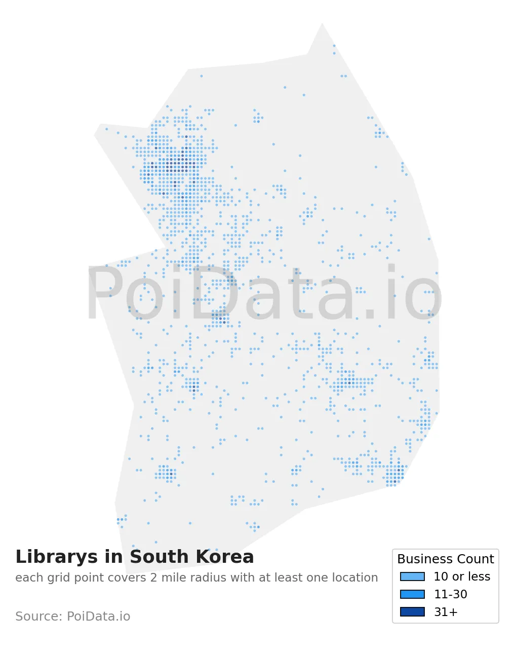 Library density map for South Korea