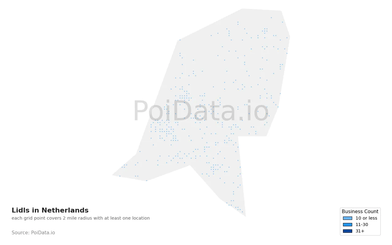 Lidl density map for Netherlands