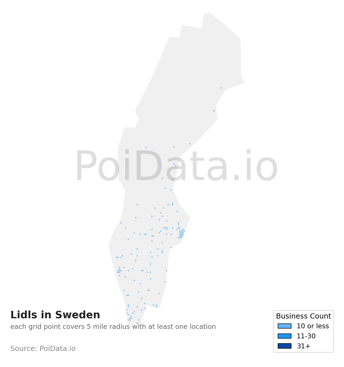 Lidl density map for Sweden