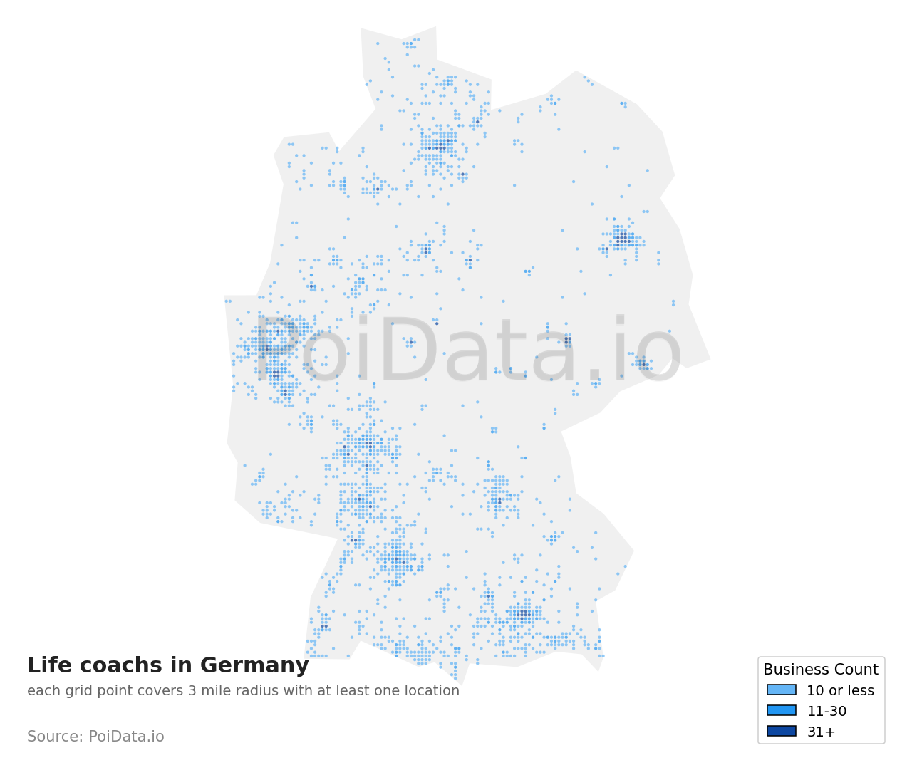 Life coach density map for Germany