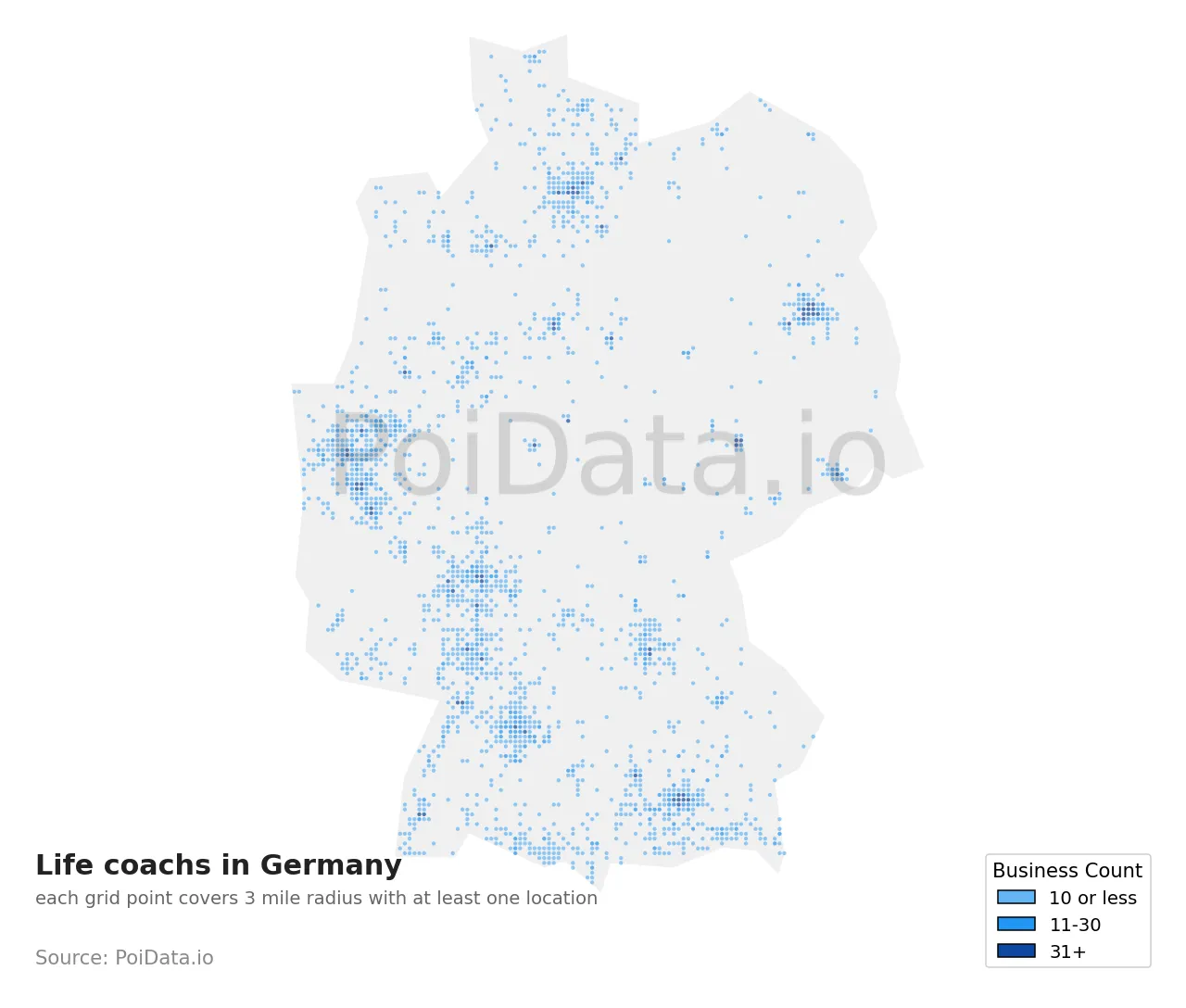 Life coach density map for Germany