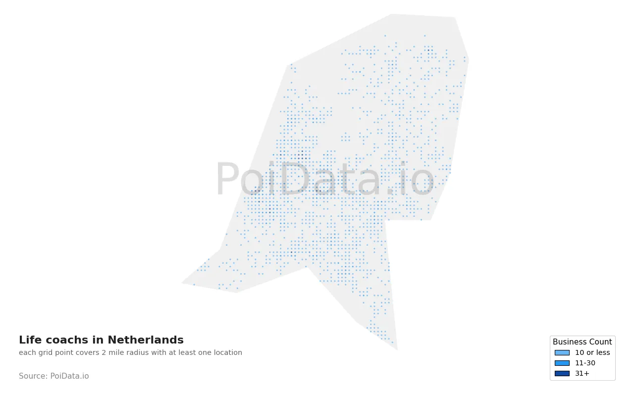 Life coach density map for Netherlands