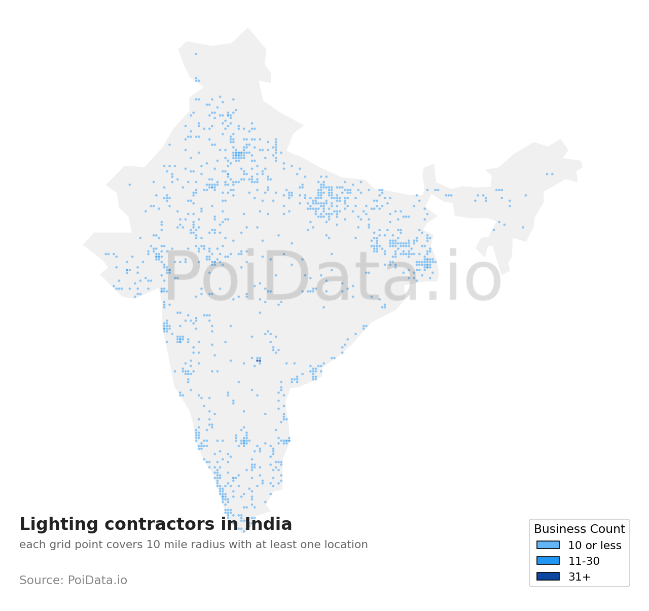 Lighting contractor density map for India