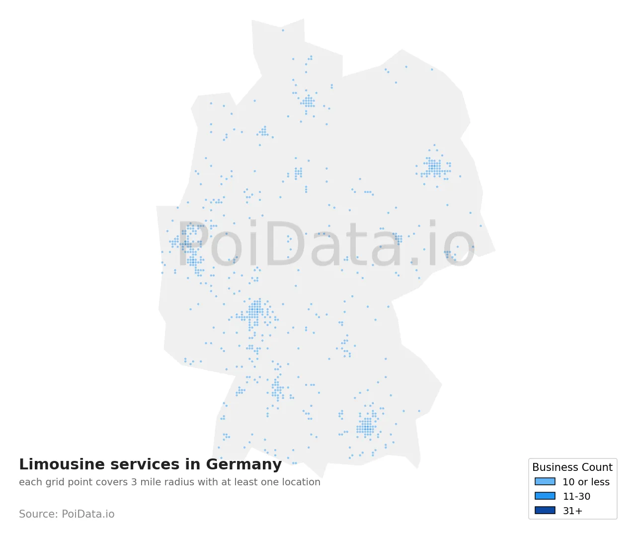 Limousine service density map for Germany