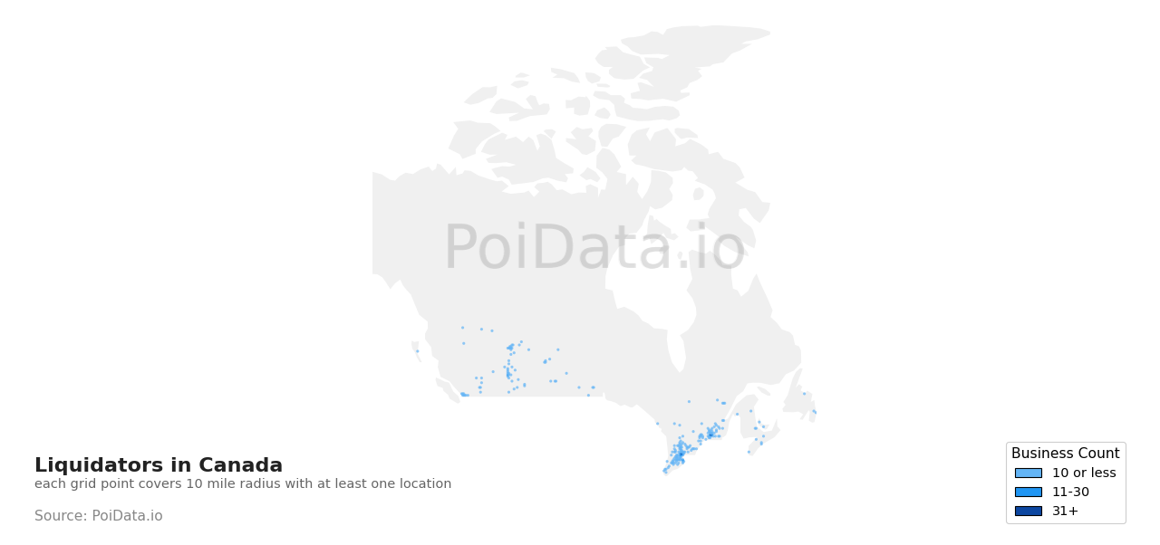 Liquidator density map for Canada