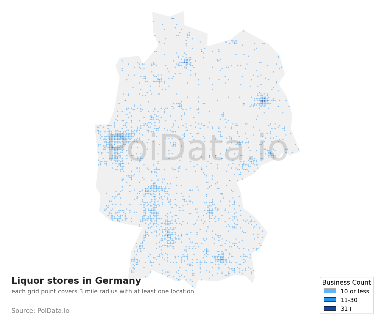 Liquor store density map for Germany