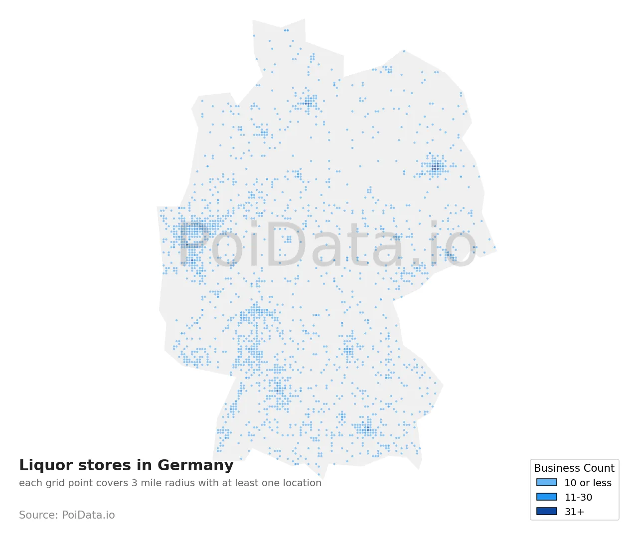 Liquor store density map for Germany