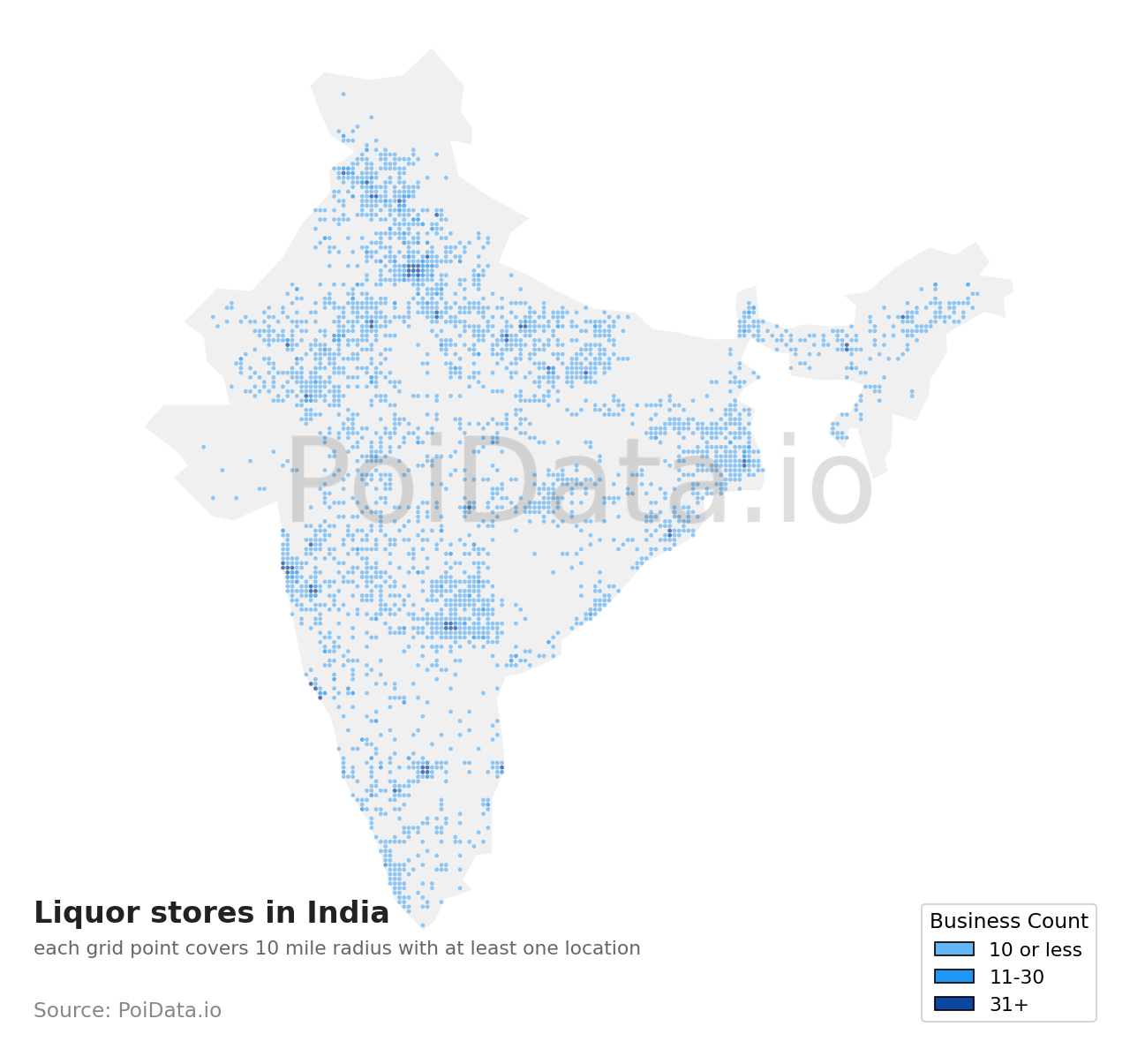 Liquor store density map for India