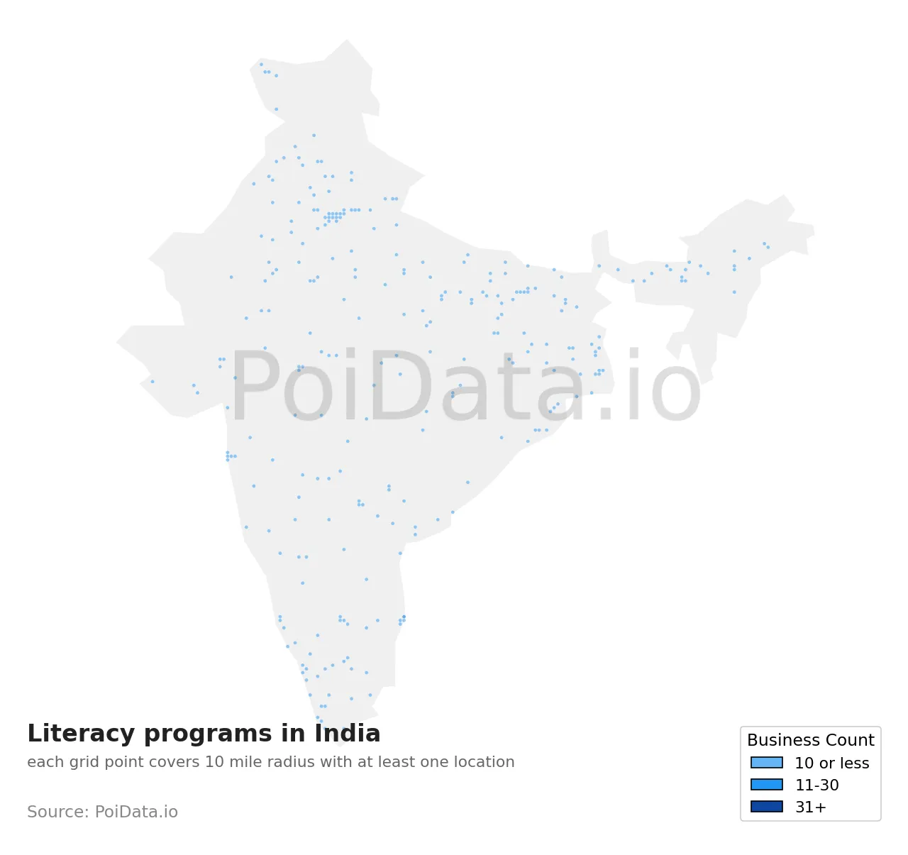 Literacy program density map for India