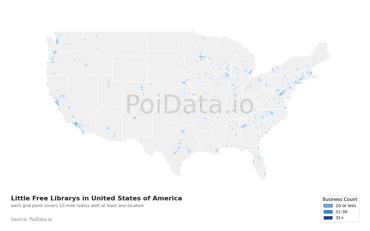 Little Free Library density map for United States