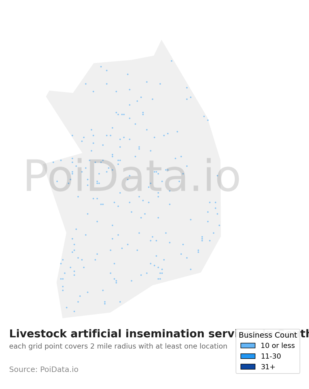 Livestock artificial insemination service density map for South Korea