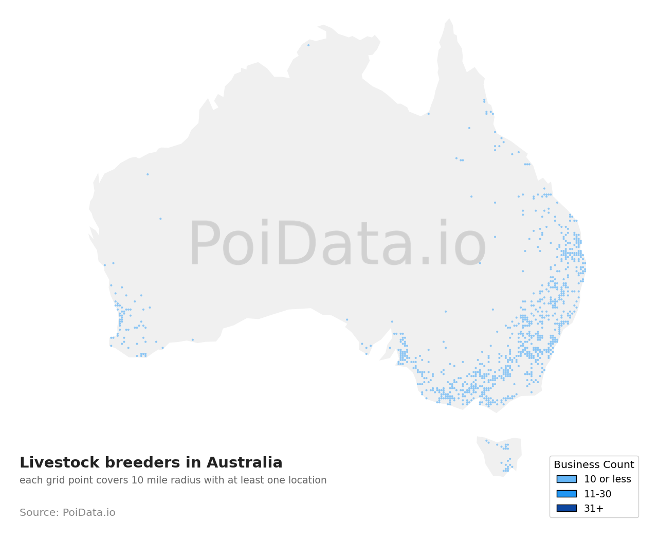 Livestock breeder density map for Australia