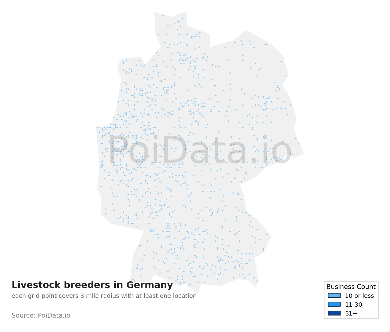 Livestock breeder density map for Germany