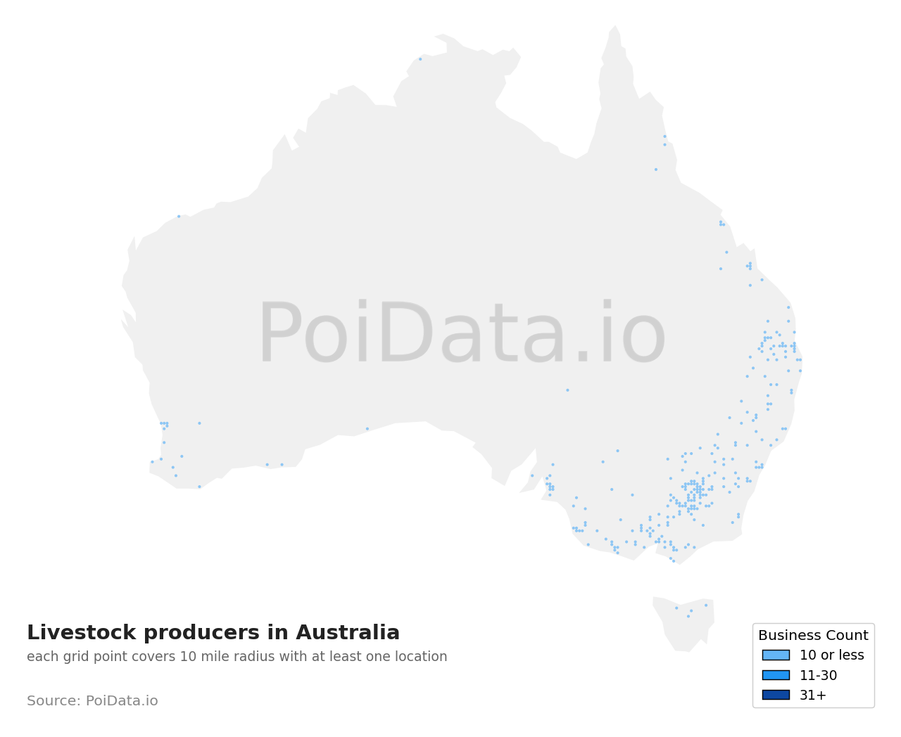 Livestock producer density map for Australia