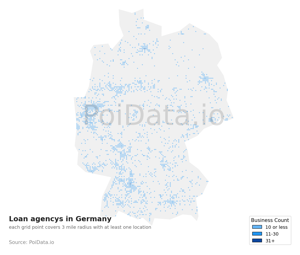 Loan agency density map for Germany