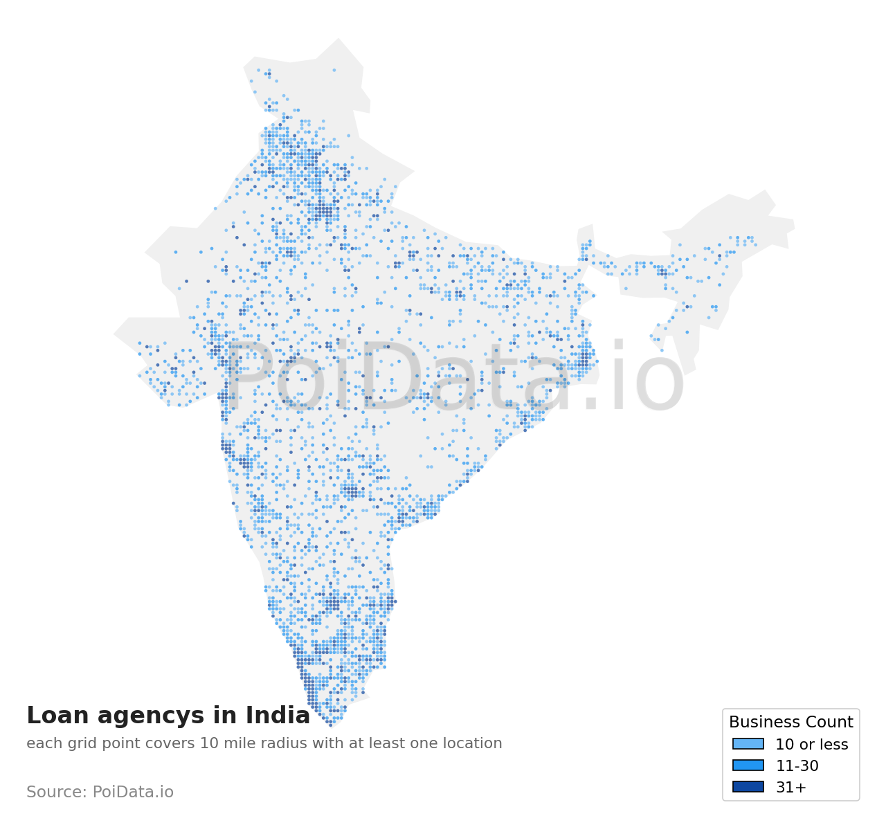 Loan agency density map for India