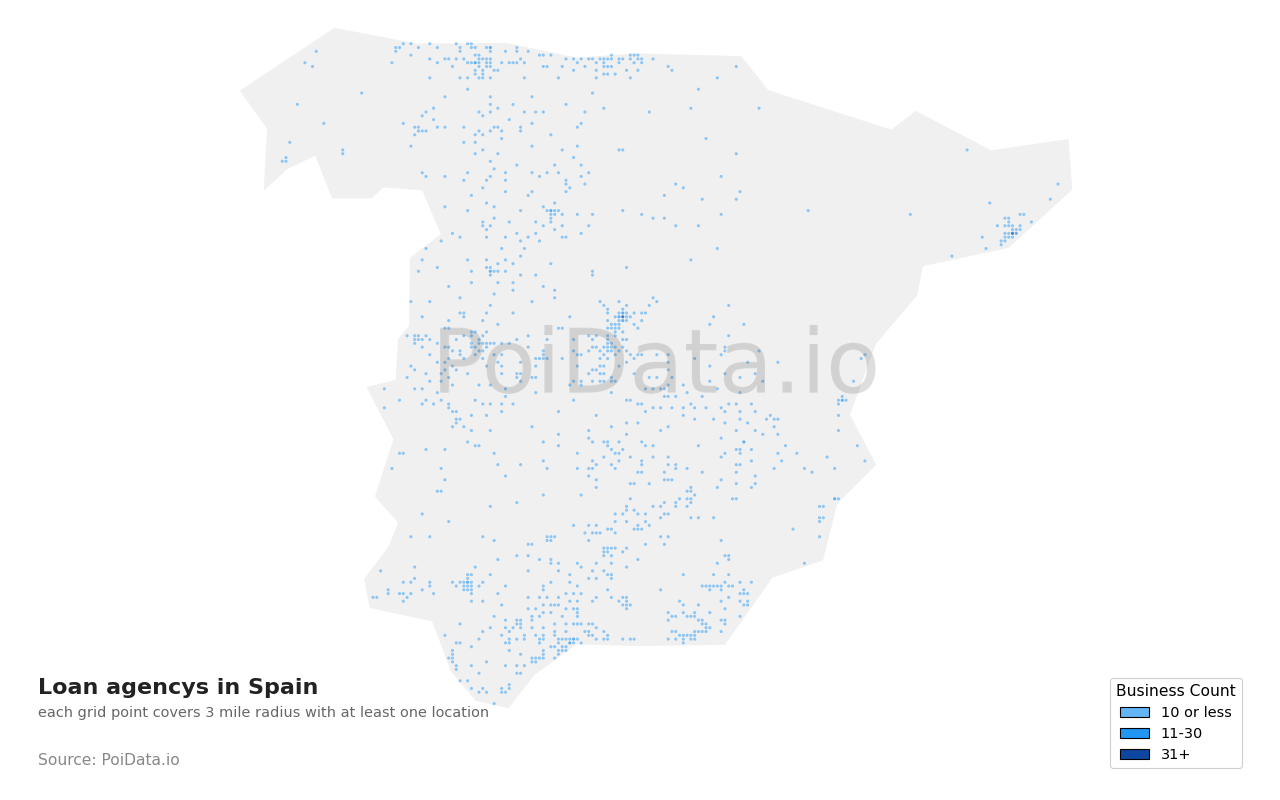 Loan agency density map for Spain