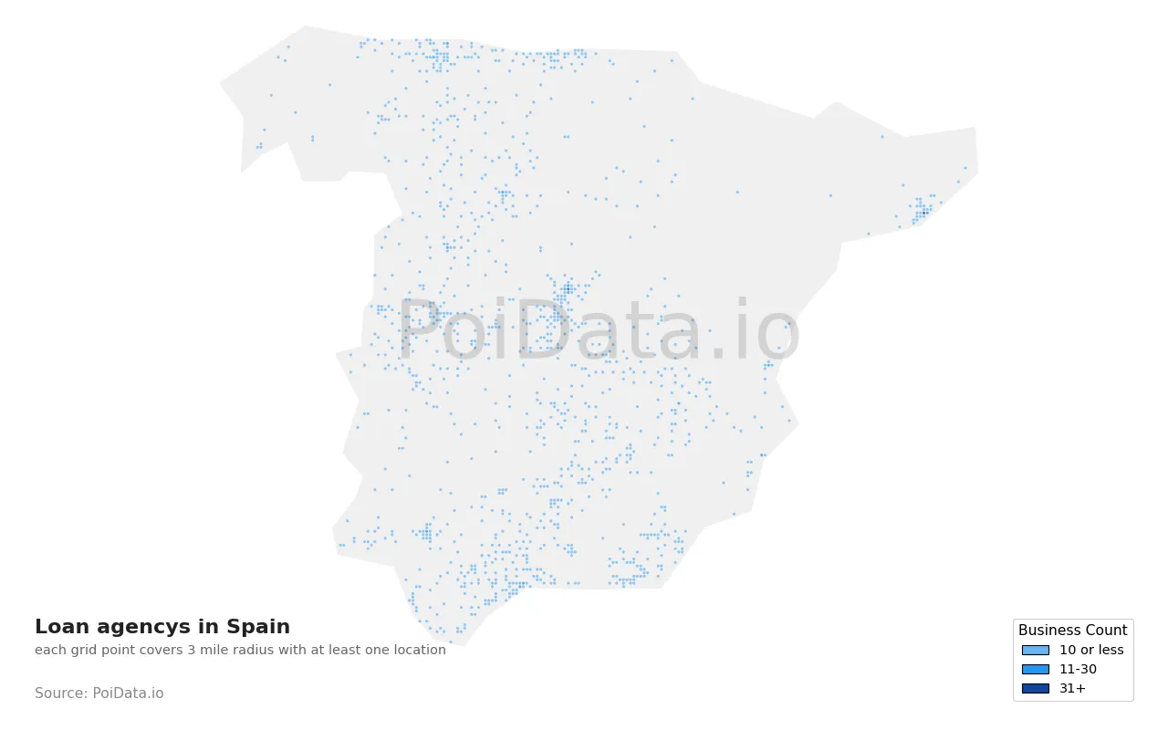 Loan agency density map for Spain