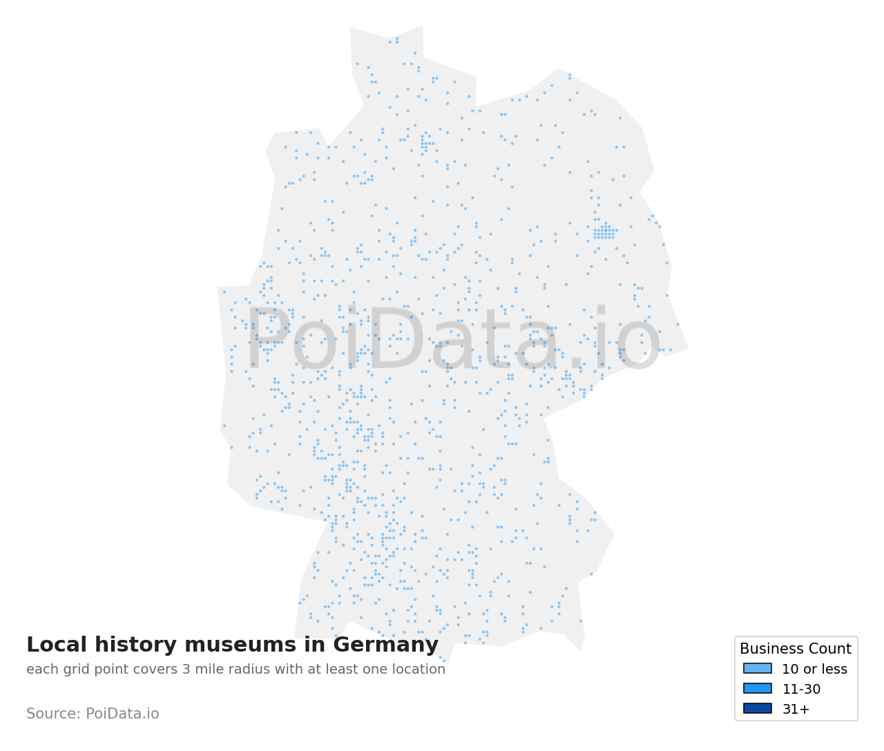 Local history museum density map for Germany
