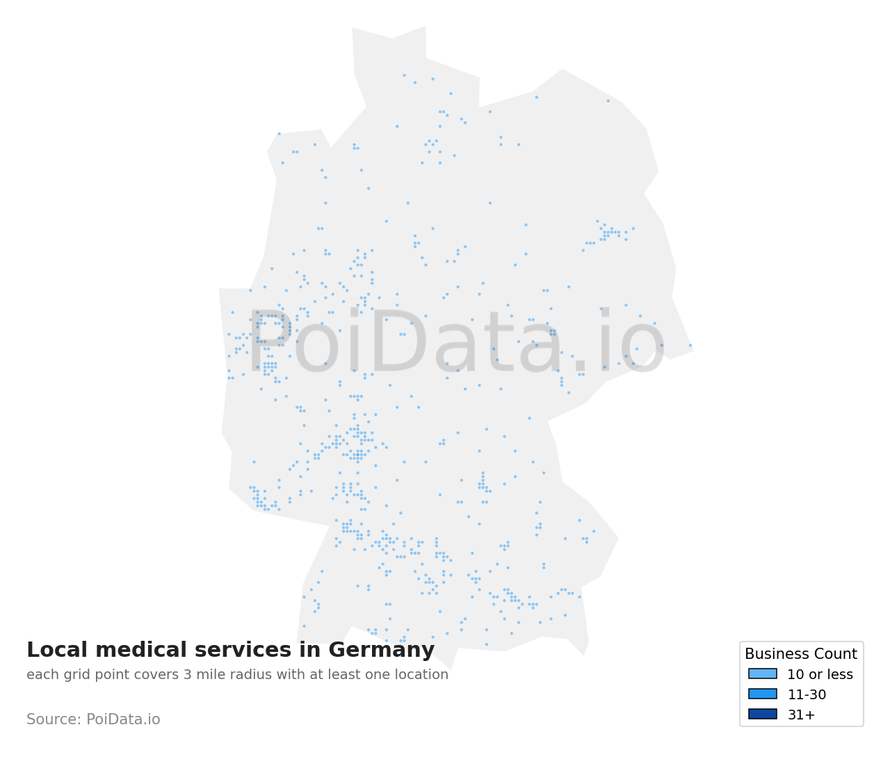 Local medical services density map for Germany
