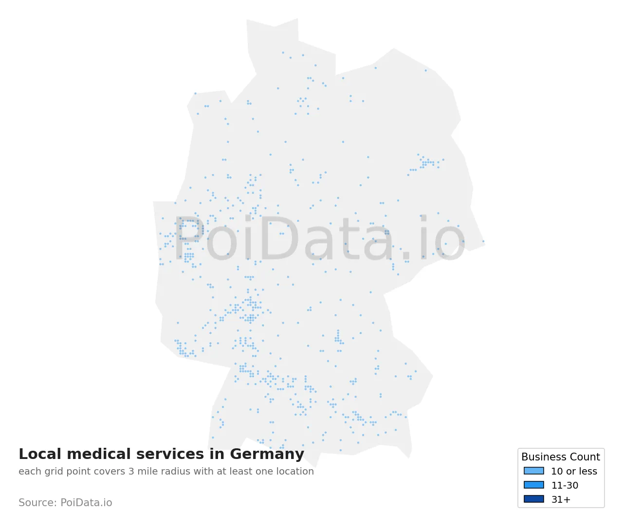 Local medical services density map for Germany