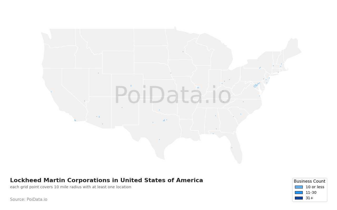 Lockheed Martin Corporation density map for United States