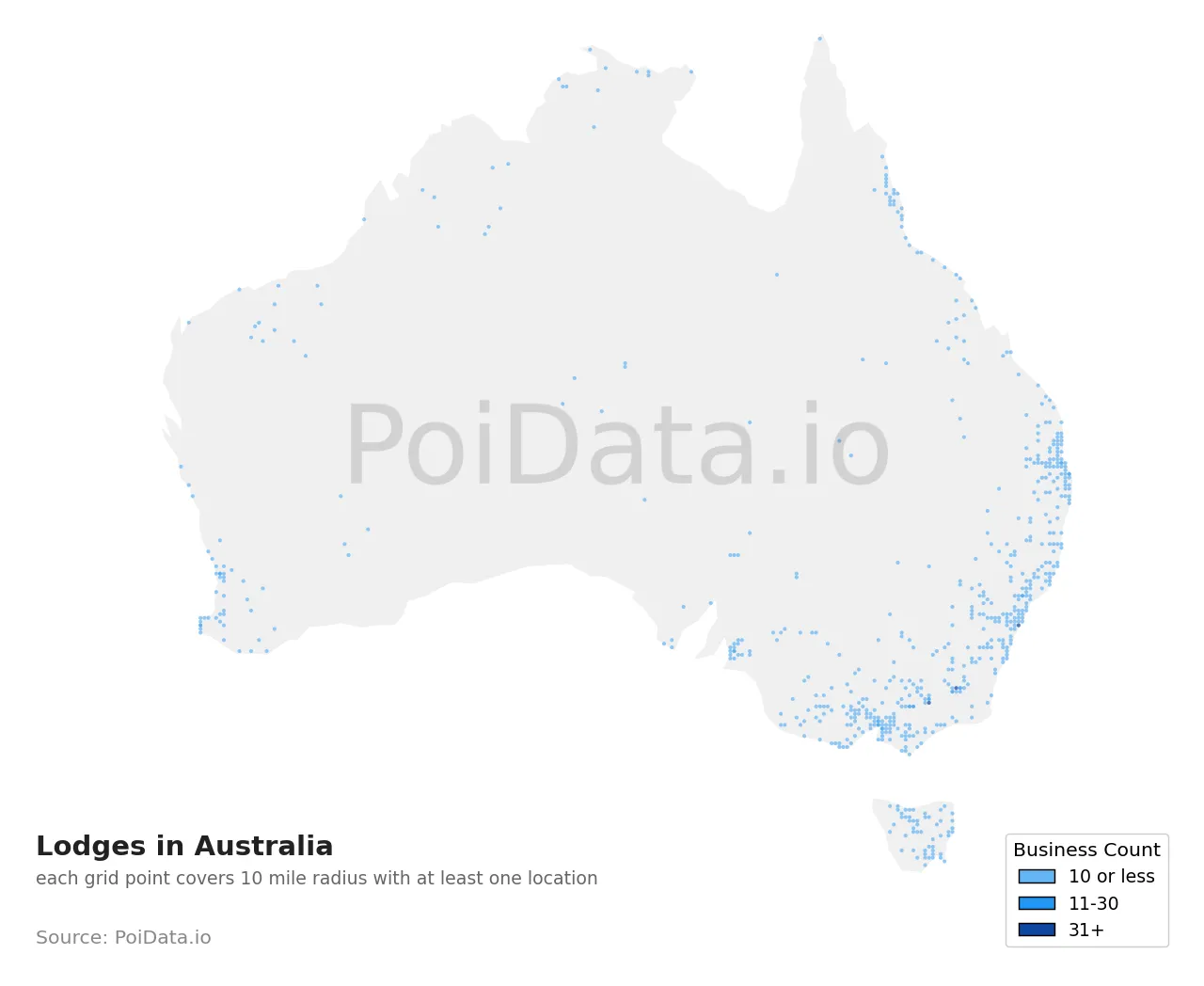 Lodge density map for Australia