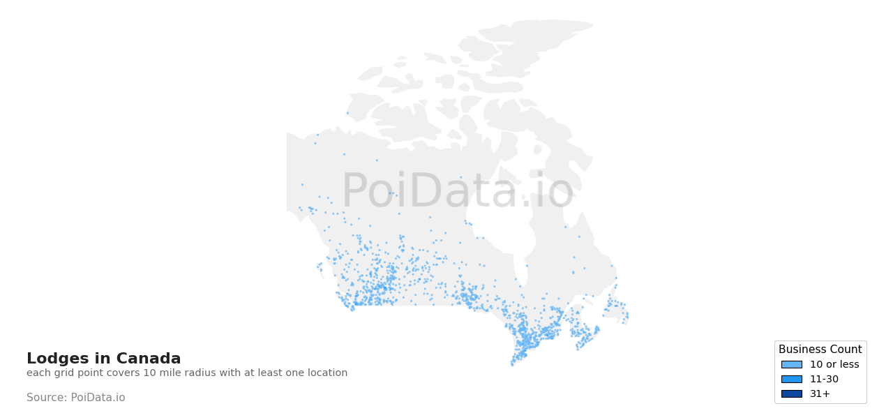 Lodge density map for Newfoundland and Labrador, Canada