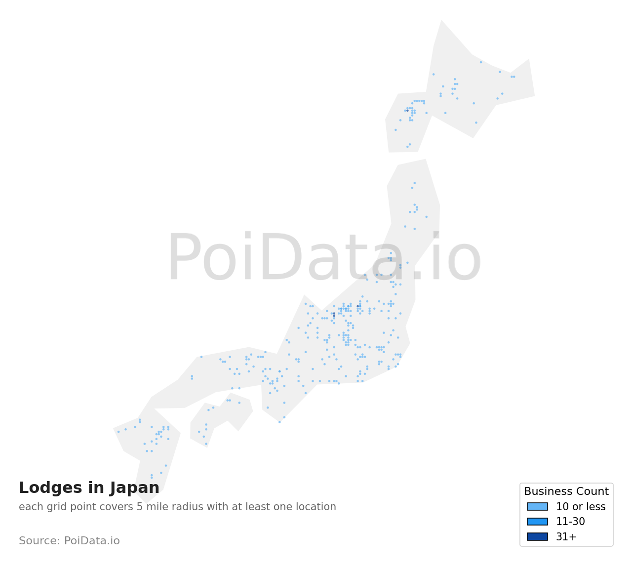 Lodge density map for Kunigami District, Okinawa, Japan