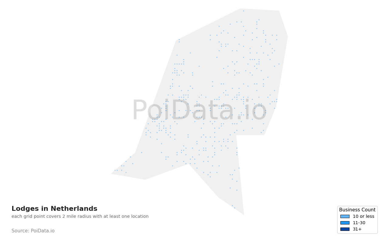 Lodge density map for Netherlands