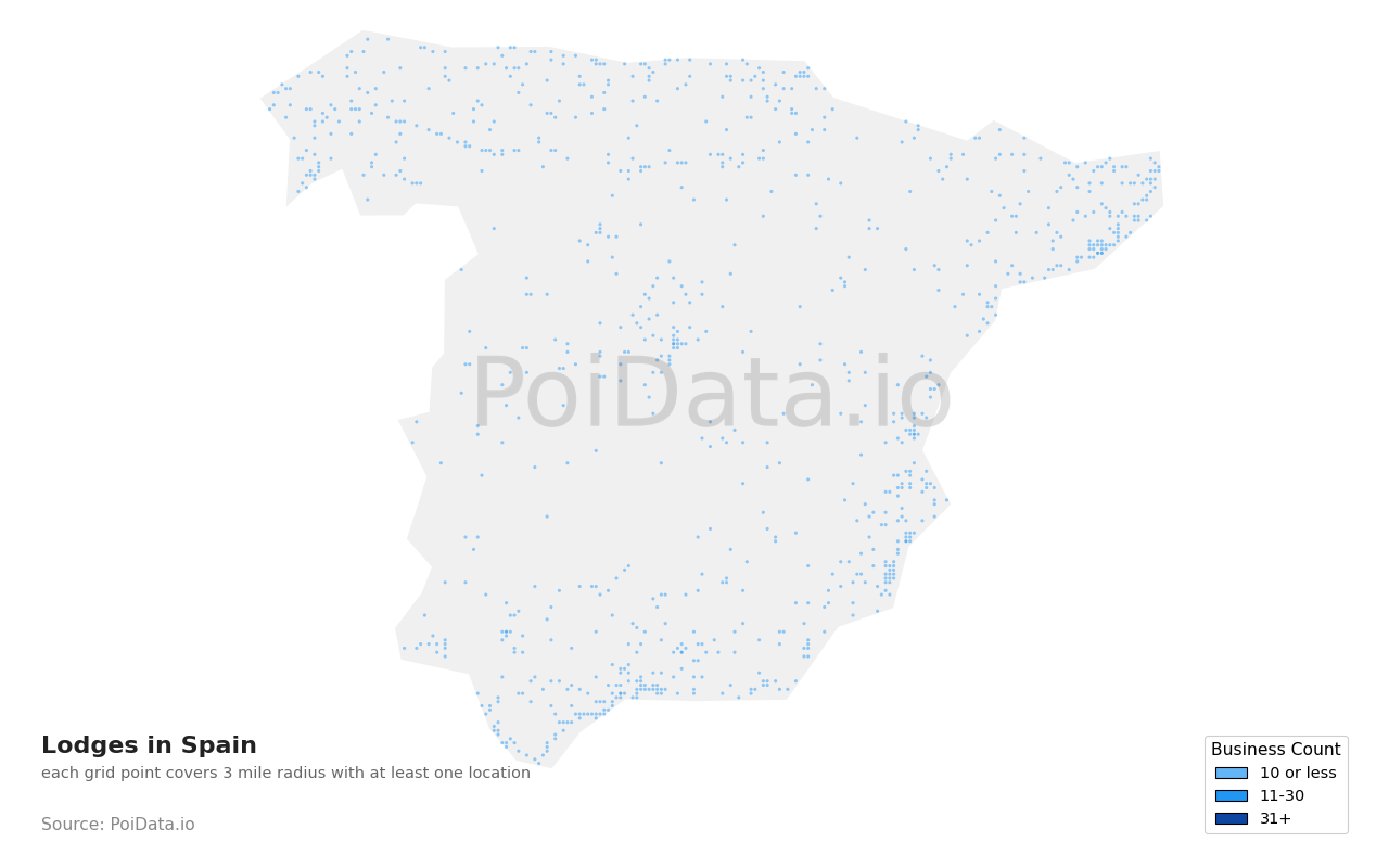 Lodge density map for Spain