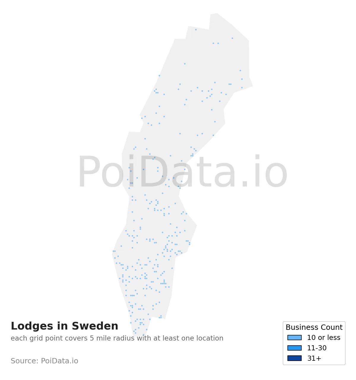 Lodge density map for Sweden
