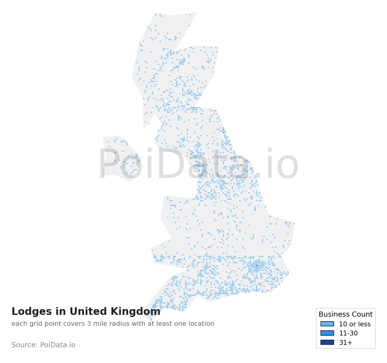 Lodge density map for United Kingdom