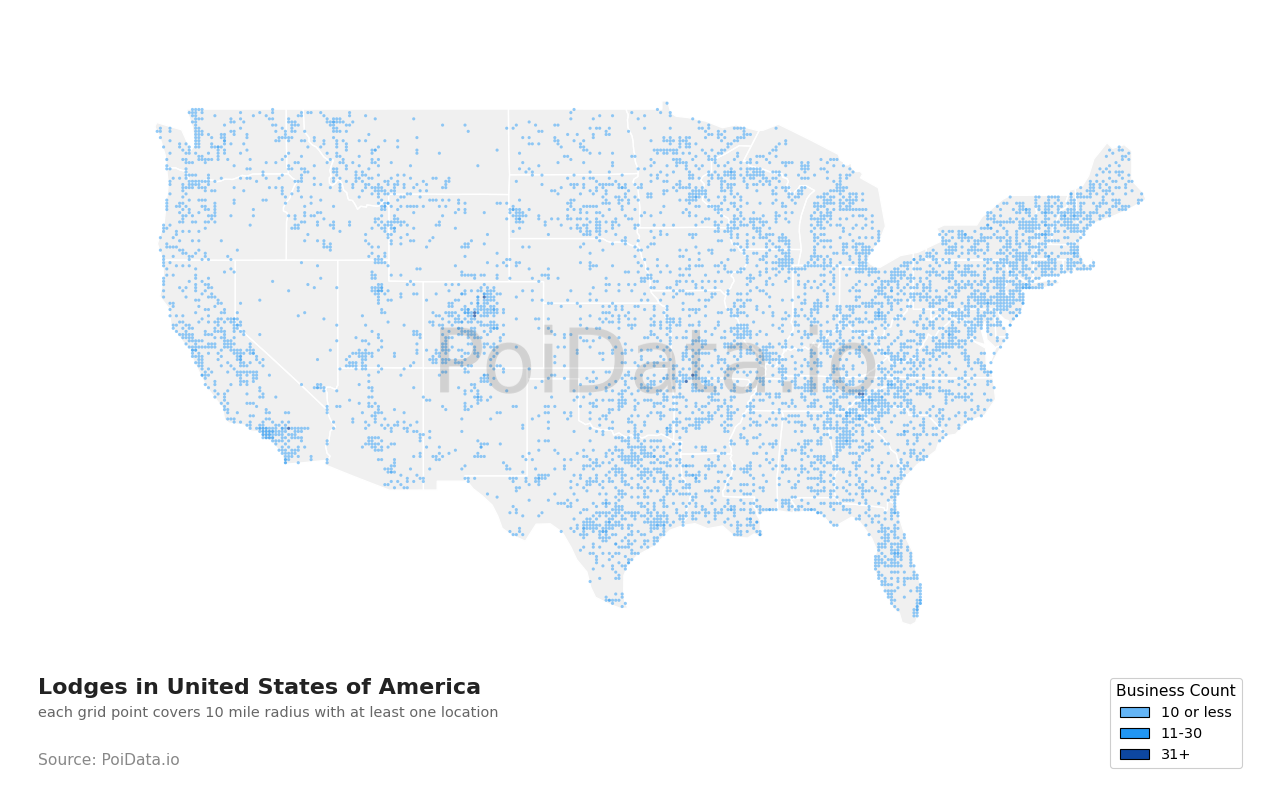 Lodge density map for United States