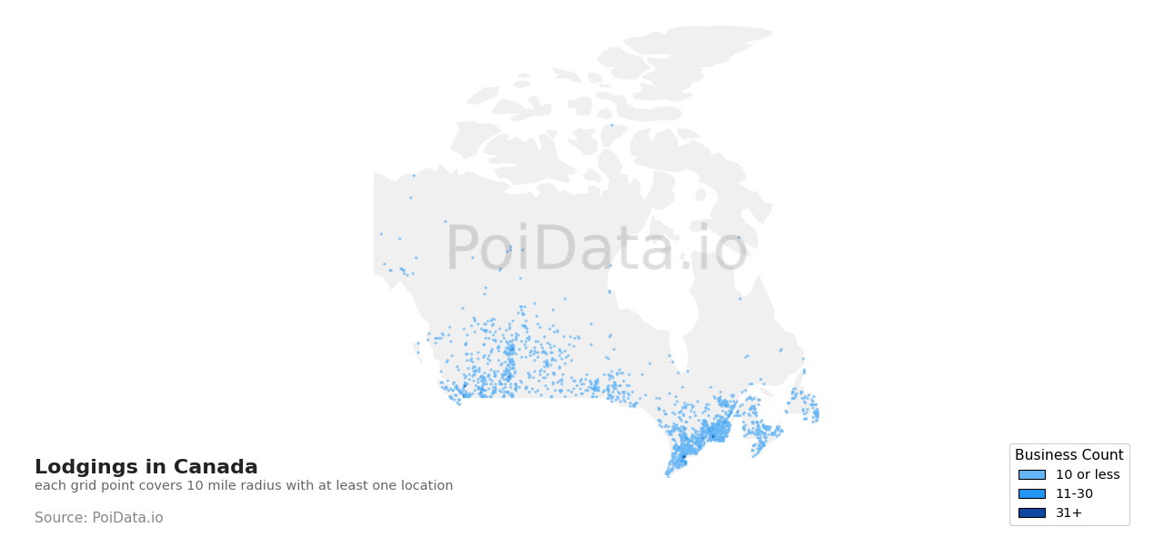 Lodging density map for Newfoundland and Labrador, Canada