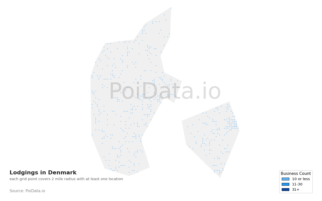 Lodging density map for Denmark