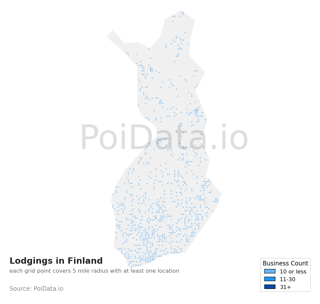 Lodging density map for Finland