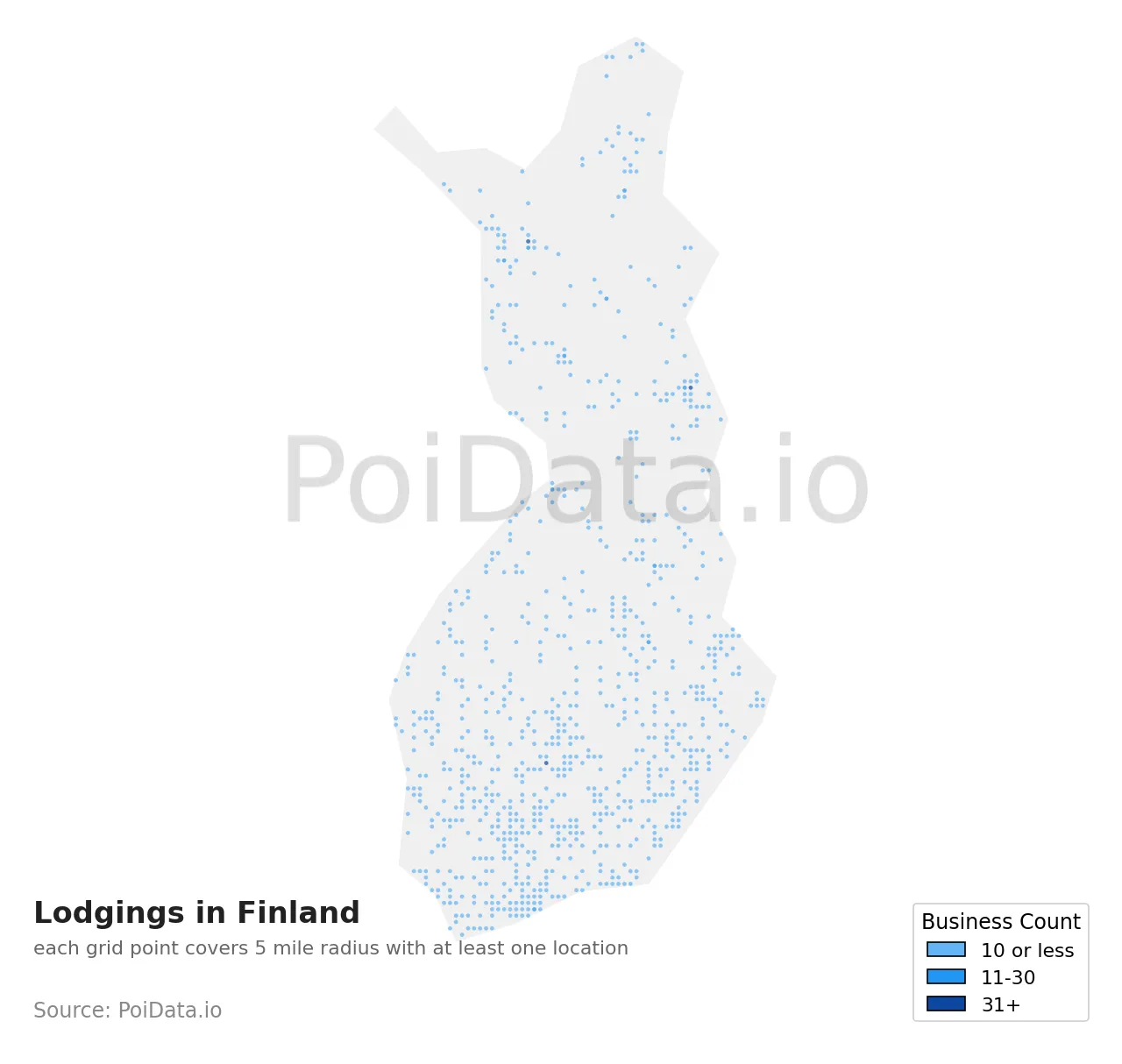 Lodging density map for Finland