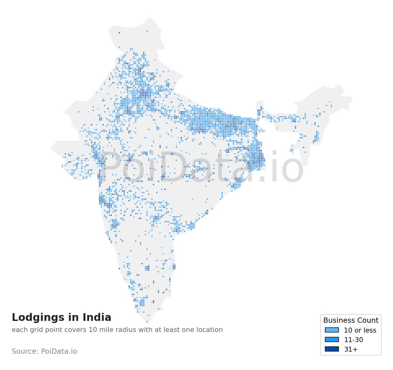 Lodging density map for India